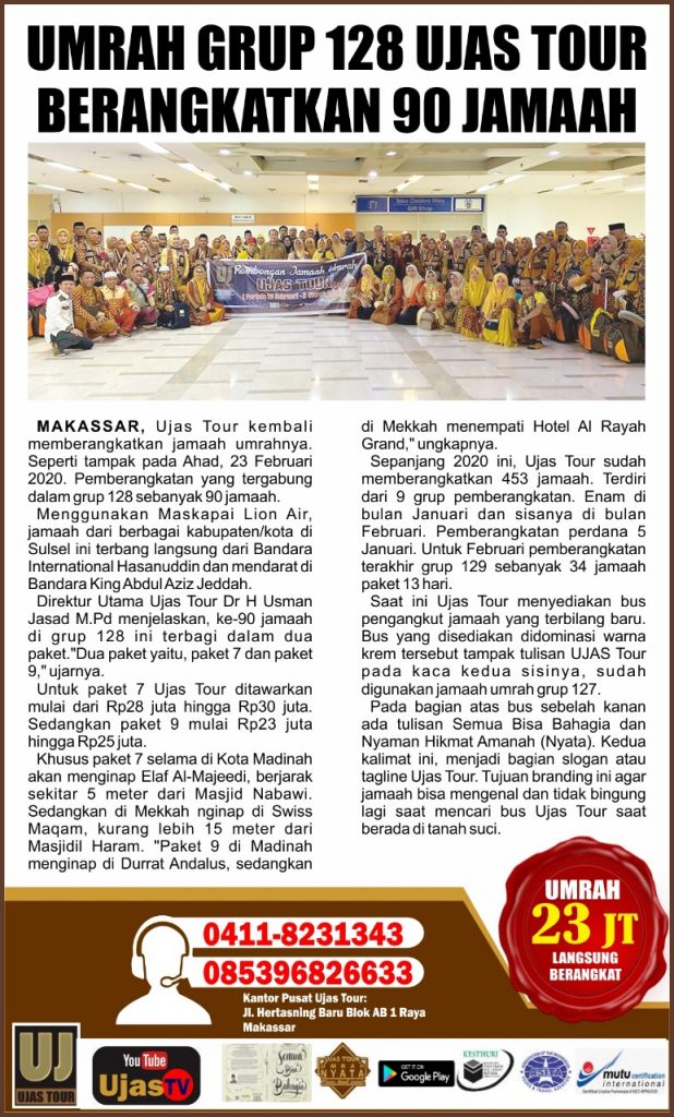 Umrah Group 128 Ujas Tour Berangkatkan 90 Jamaah