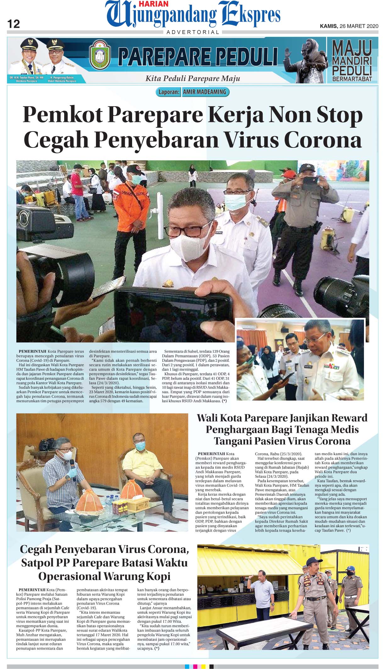 Pemkab Parepare Kerja Non Stop Cegah Penularan Virus Corona