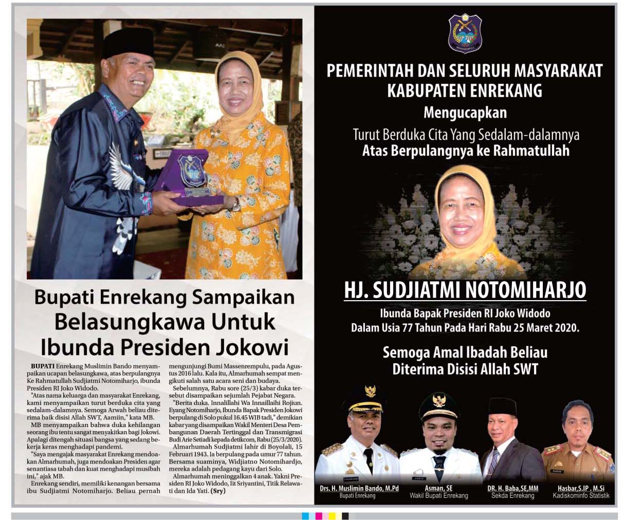 Bupati Enrekang Sampaikan Belasungkawa Untuk Ibunda Presiden Jokowi
