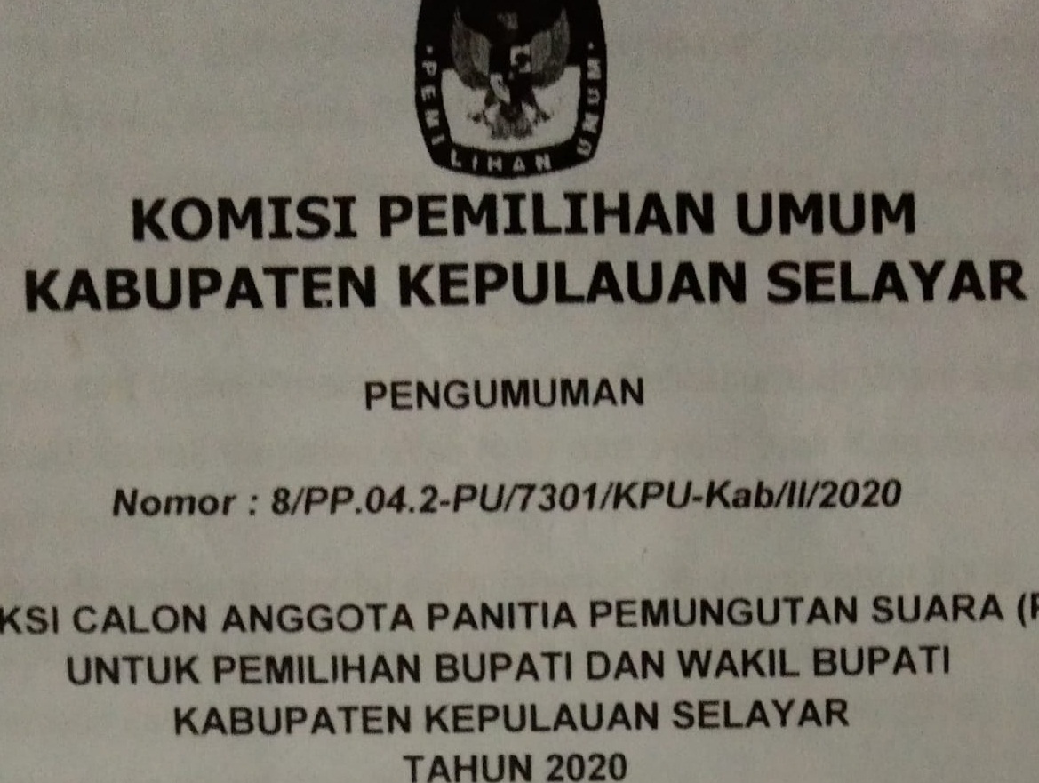 Perekrutan Anggota PPS Bersoal, KPU Selayar Disorot