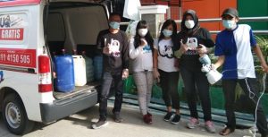 Sejumlah Titik di Makassar Disemprot Disinfektan Relawan UQmo