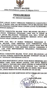 Bupati Imbau Pedagang Pasar Kurangi Kontak Langsung Pembeli