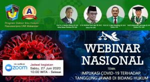 Program Doktor Ilmu Hukum PPs UMI Webinar Nasional, Bedah Dampak Covid-19 dari Perspektif Hukum