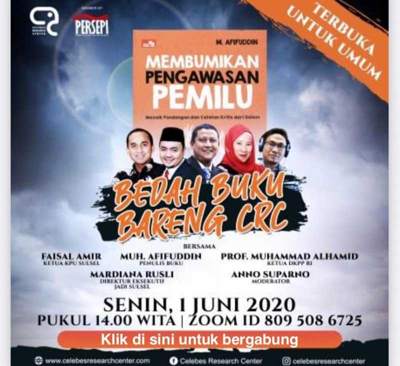Siang Ini, CRC Bedah Buku “Membumikan Pengawasan Pemilu”