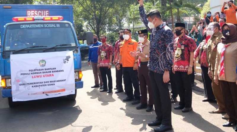 Pemkab Gowa Lepas Empat Truk Bantuan Peduli Lutra