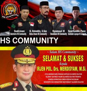 HS Community, Apresiasi Kedatangan Kapolda Sulsel, Irjen Pol Merdisyam