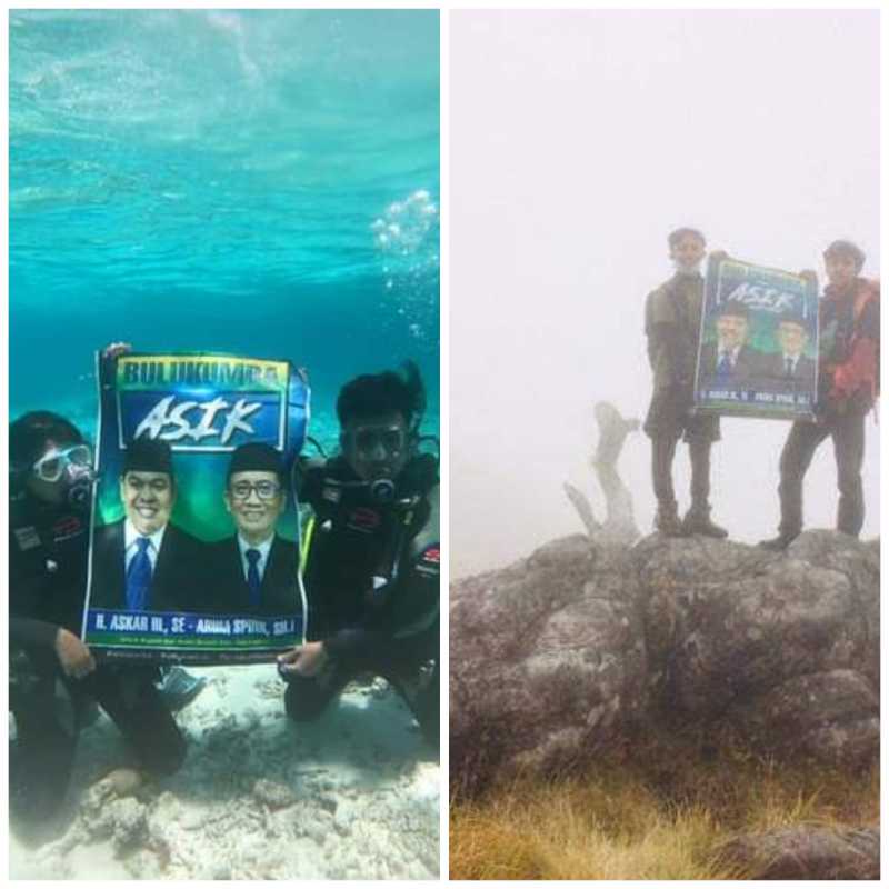 Kisah di Balik Pengibaran Banner Bulukumba Asik di Laut dan Gunung