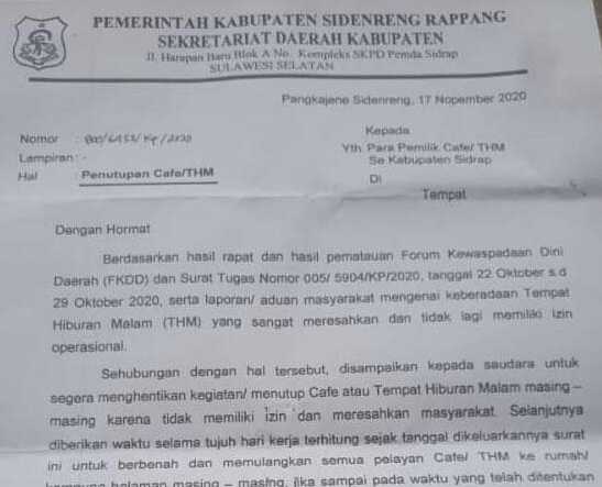 Abaikan Surat Pemkab Sidrap, Sekda  'Warning THM', Akan Ditutup Paksa
