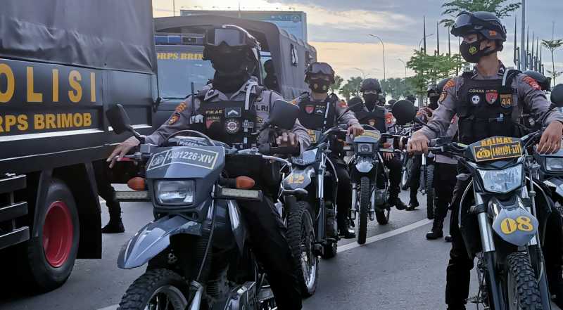 Brimob Sulsel Patroli Skala Besar di Makassar, Ini Sasarannya