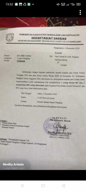 Penyerahan Insentif Ketua RT/RW Jelang Pencoblosan Pilkada Pangkep Disorot