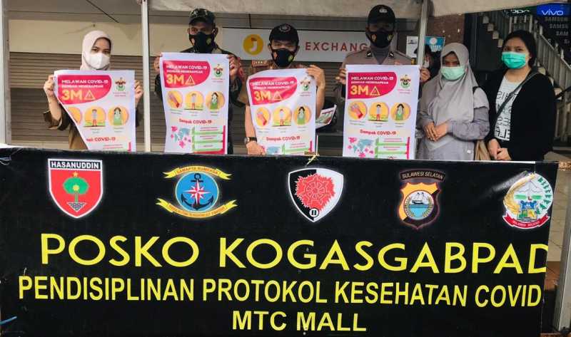 Tiga Pilar Kelurahan Pattunuang Edukasi Prokes 3M di Pusat Perbelanjaan