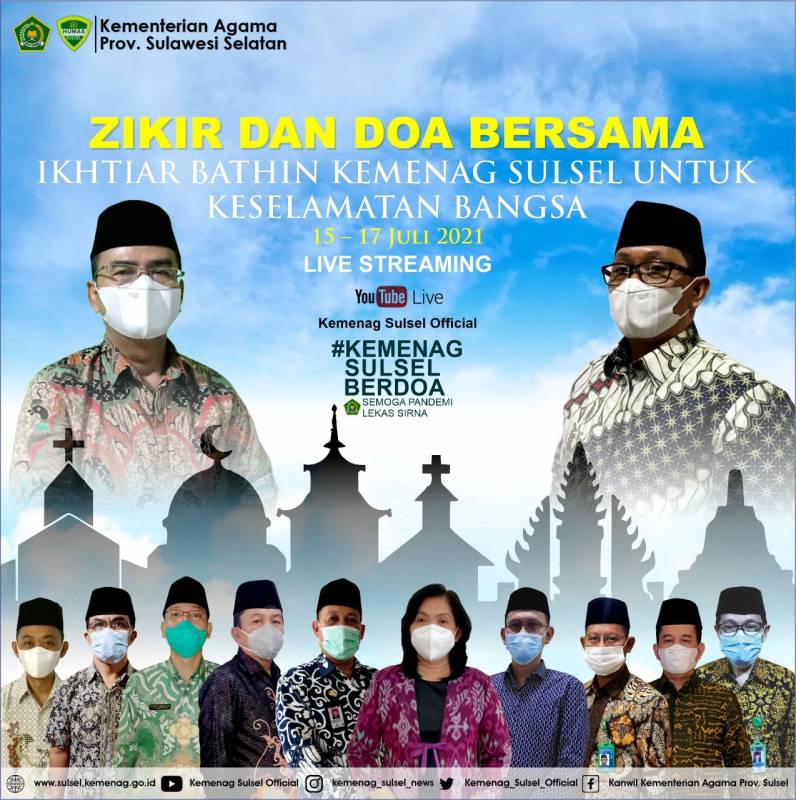 Ikhtiar Bathin Akhiri Pandemi, Kemenag Sulsel Gelar Doa Bersama 4 Hari