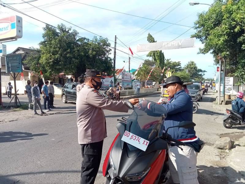 Cegah Penyebaran Covid-19, Anggota Polsek Galut Laksanakan Ops Yustisi
