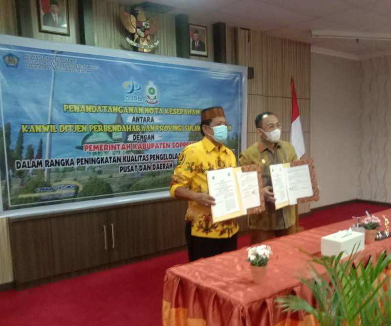 Wujudkan Pengelolaan Keuangan Good Governance, DJPb Sulsel dan Pemkab Soppeng Teken MoU