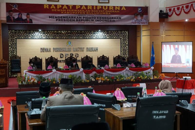 Rapat Paripurna, DPRD Bulukumba Dengarkan Pidato Kenegaraan Presiden RI Secara Virtual Berlangsung Khidmat