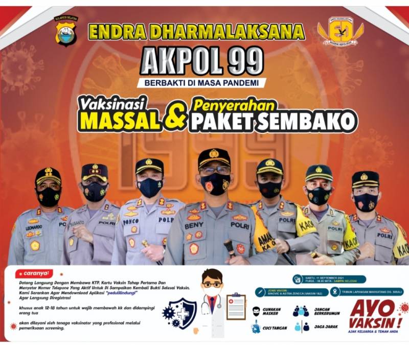 AKPOL 99 Akan Gelar  Vaksinasi Massal dan Bagi Sembako