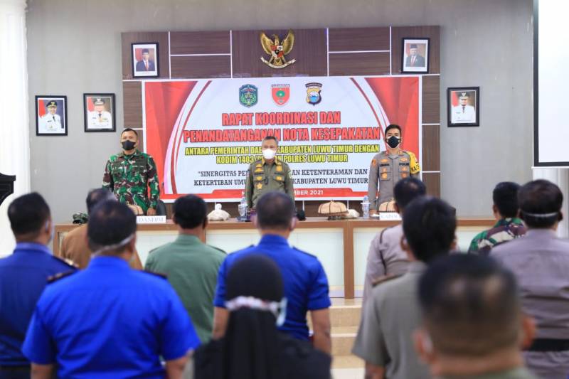 Bupati Luwu Timur, Kapolres dan Dandim Teken MoU Terkait Trantibum