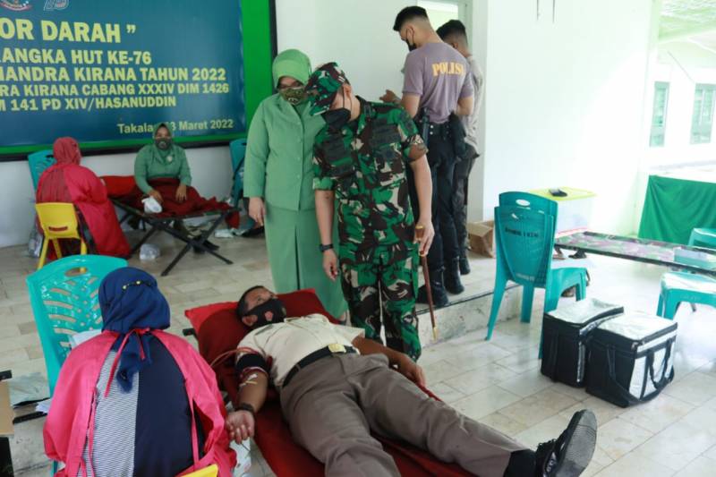 Persit KCK Cabang XXXIV Kodim 1426/Takalar Gelar Donor Darah