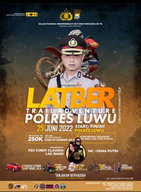 Jelang HUT Bhayangkara ke-76, Polres Luwu Gelar Latber Trail Adventure