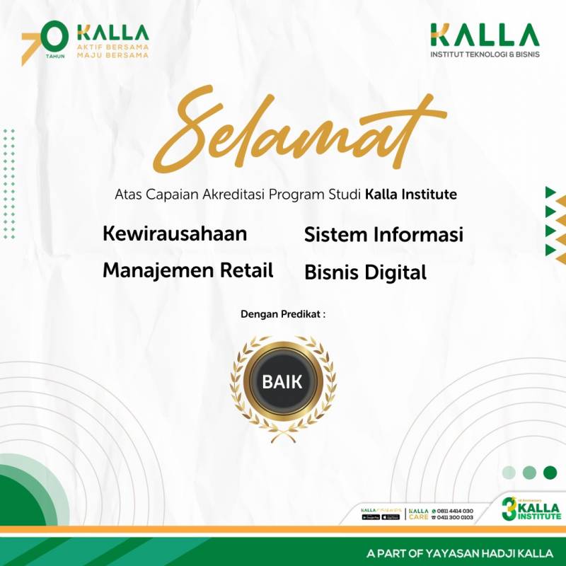 4 Program Studi Kalla Institute Terakreditasi “BAIK” Oleh BAN PT