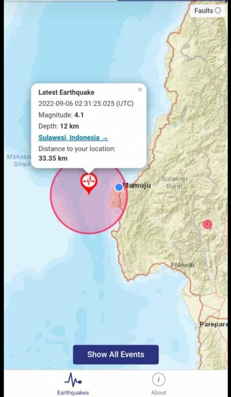 Majene Kembali Diguncang Gempa Magnitudo 4,2