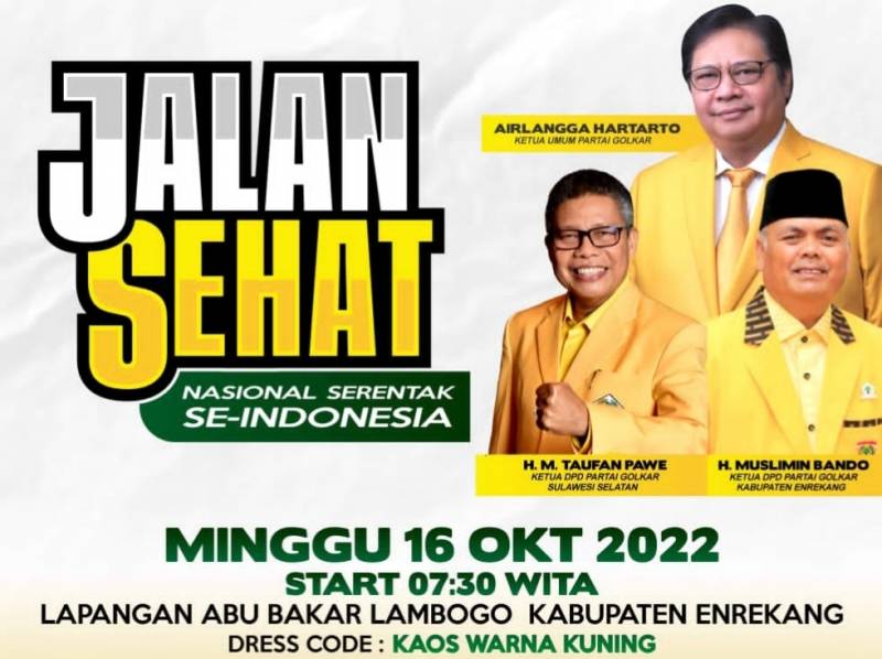 Jalan Sehat HUT ke-58, Golkar Enrekang Siapkan Doorproze Motor dan Ratusan Hadiah Menarik