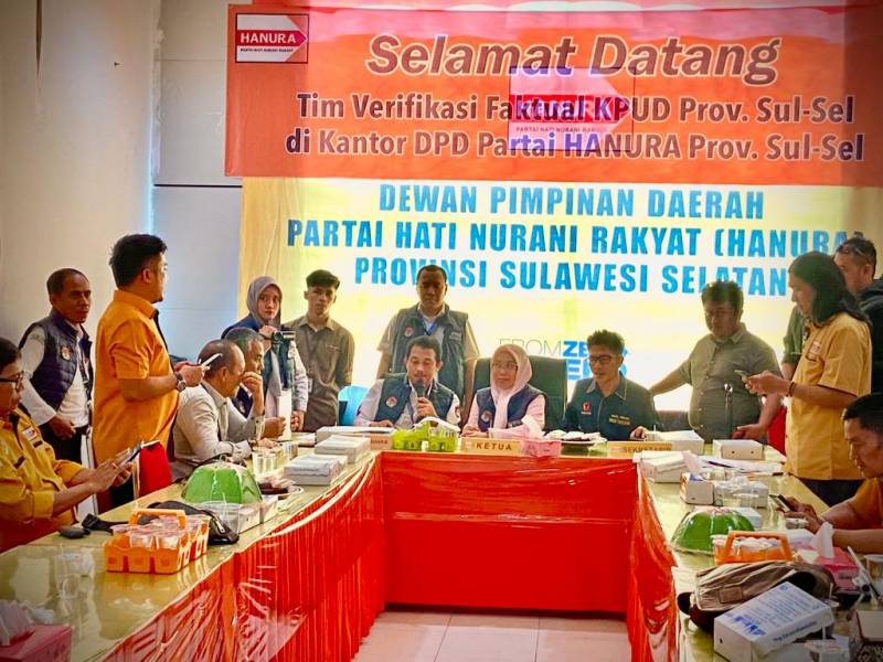 KPU Sulsel Lakukan Verifikasi Faktual Pengurus Hanura : Kuota Perempuan Terpenuhi