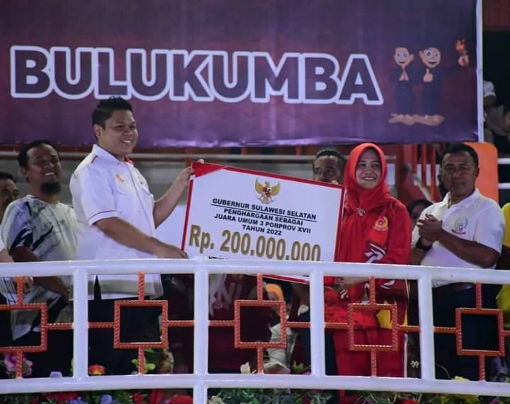 Finish di Peringkat ke 3, Bonus Rp200 Juta Diberikan ke Kab Sinjai