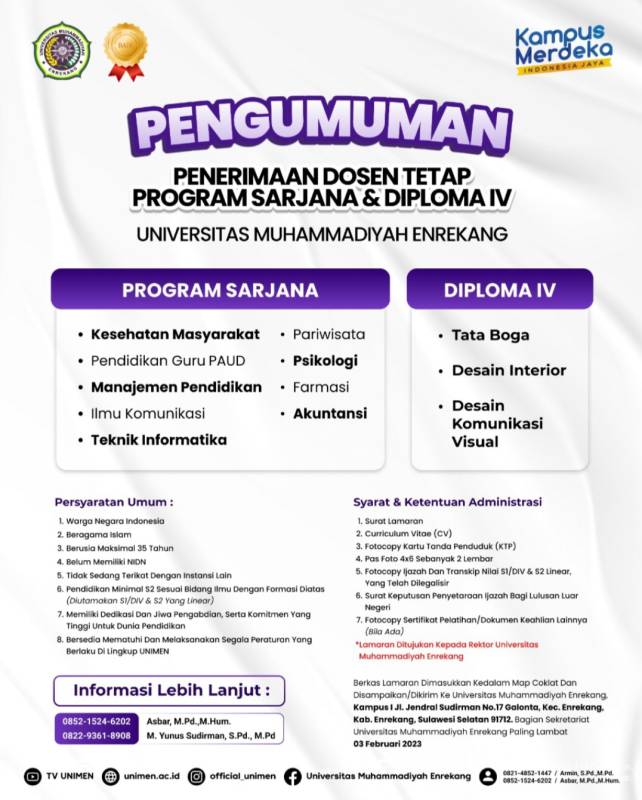UNIMEN Buka Pendaftaran Dosen Tetap Untuk Prodi Baru