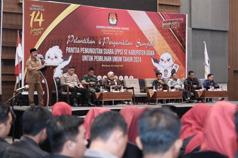 Wabup Gowa Hadiri Pelantikan PPS, siap Sukseskan Pemilu 2024