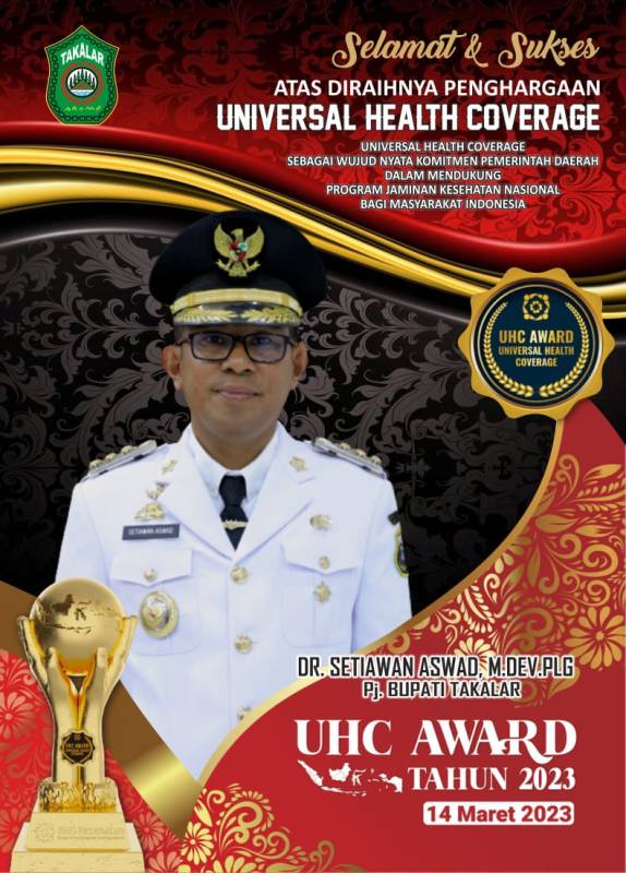 95 Persen Kesehatan Warga Tercover, Pj Bupati Takalar Peroleh Penghargaan UHC Award 2023