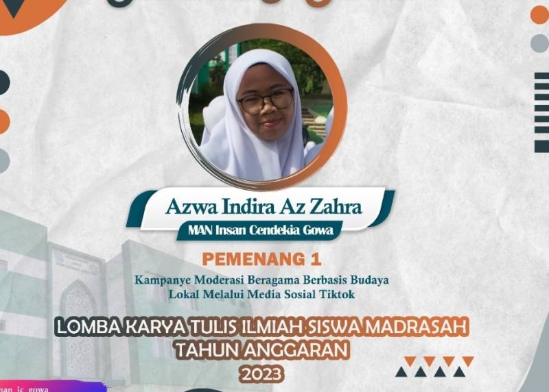 Siswi MAN IC Gowa Jawara Lomba Karya Tulis Ilmiah Madrasah 2023