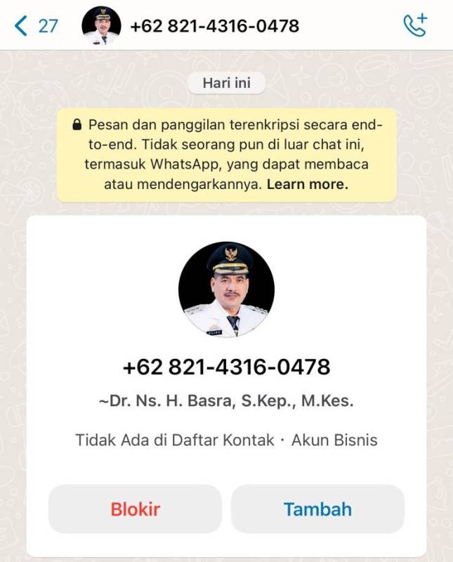 Waspada!! WA Palsu Catut Nama Pj Bupati Sidrap