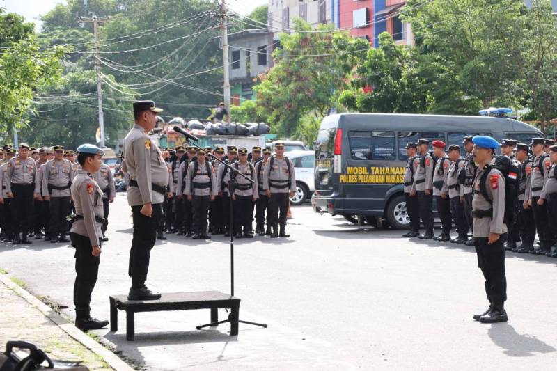 Pimpin Apel Pergeseran Pasukan Pengamanan Pemilu 2024, Ini Pesan Kapolres Pelabuhan 