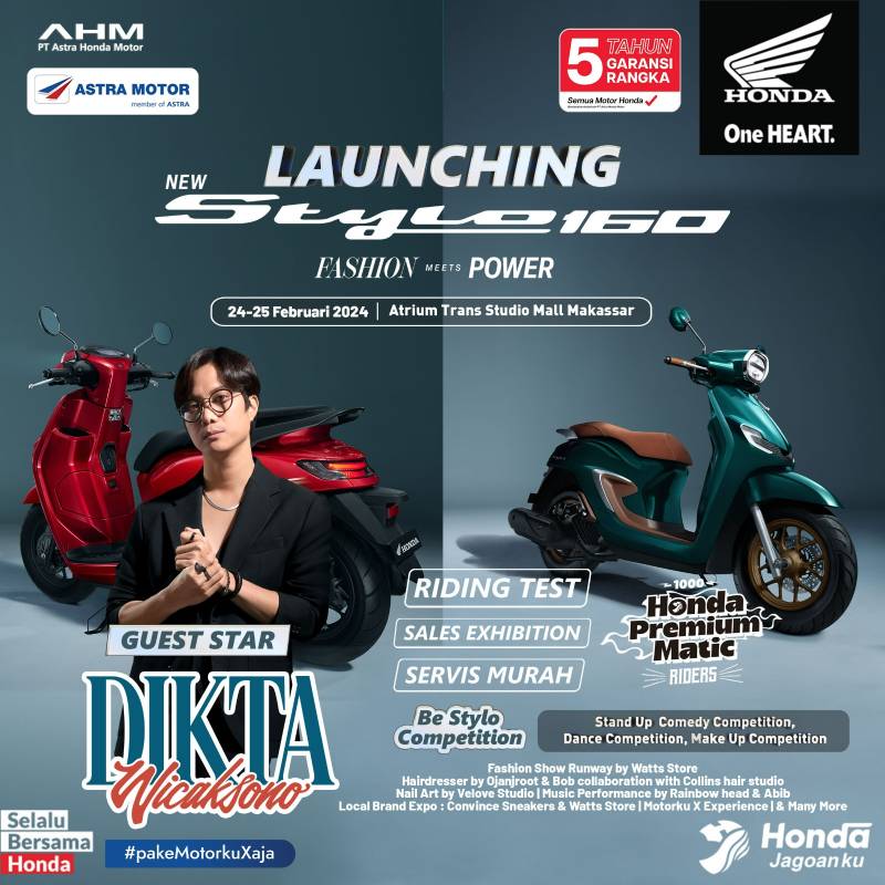 Asmo Sulsel Akan Gelar Regional Public Launching New Honda Stylo 160 di Makassar