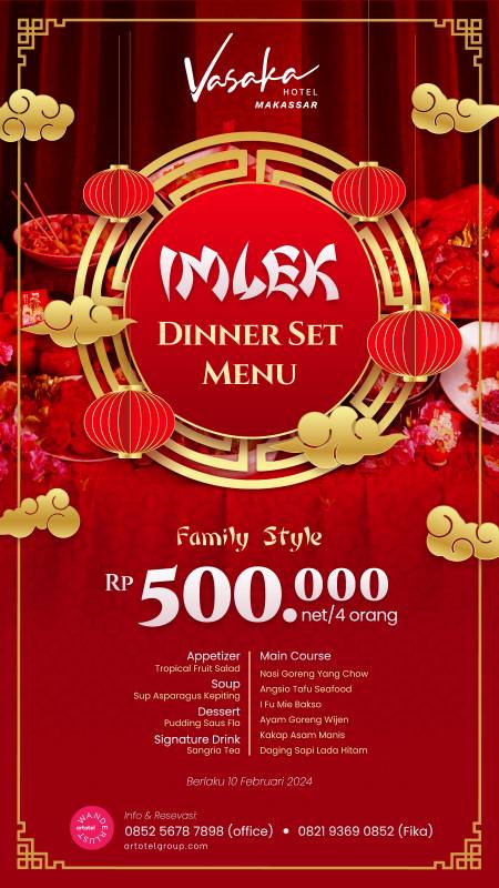 Vasaka Hotel Sajikan Menu Oriental di Malam Imlek
