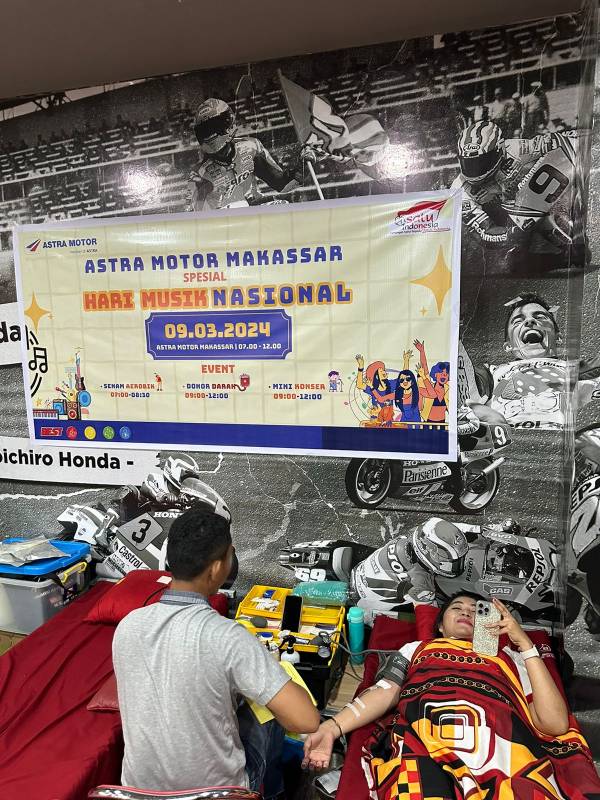 Meriahkan Hari Musik Nasional, Astra Motor Sulsel Gelar Donor Darah di Makassar
