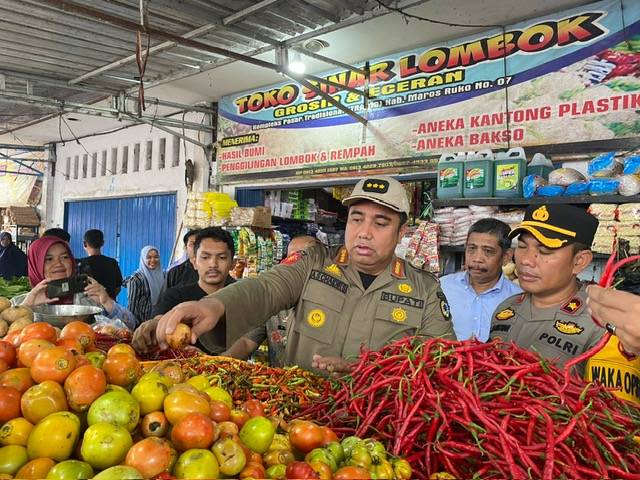 Bupati Maros Bersama Forkopimda Sidak Pasar Tramo