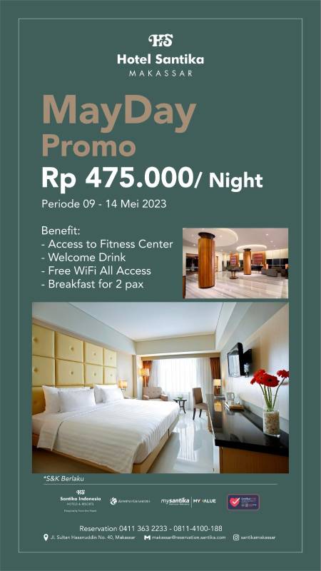 Libur Panjang, Hotel Santika Makassar Tawarkan Promo Rp475 Ribu Per Malam
