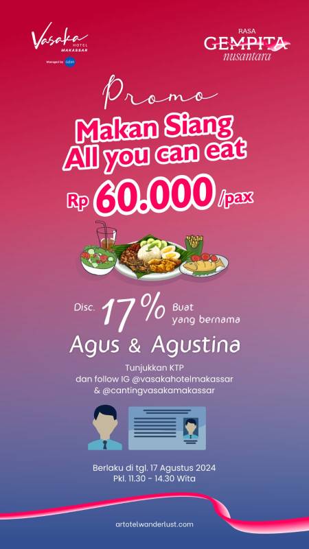 Canting Restaurant Vasaka Makassar Berita Diskon Khusus Pelanggan Bernama Agus