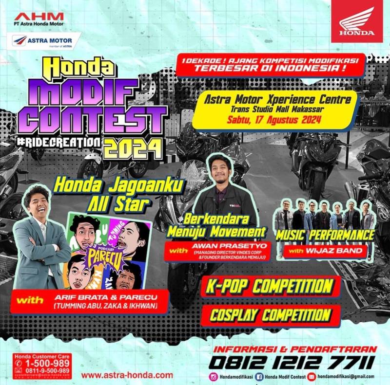 Terbesar Di Indonesia, Honda Modif Competition 2024 Region Sulawesi Hadir di Astra Motor Xperience Center Makassar