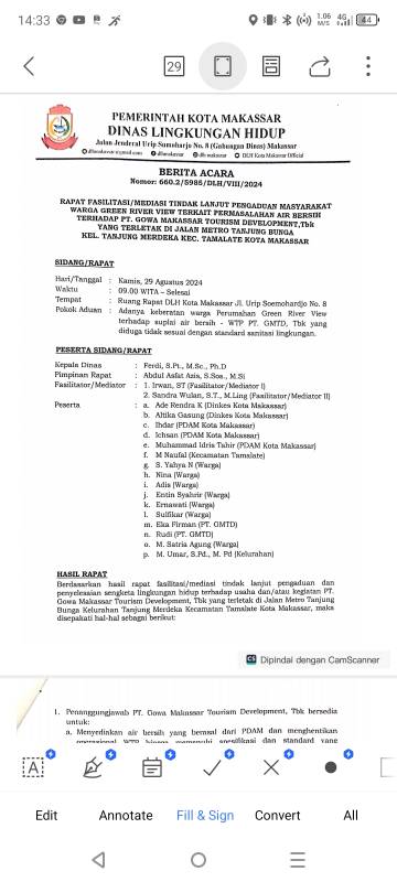 DLH Mediasi Warga GRV dan PT GMTD Terkait Masalah Air Bersih