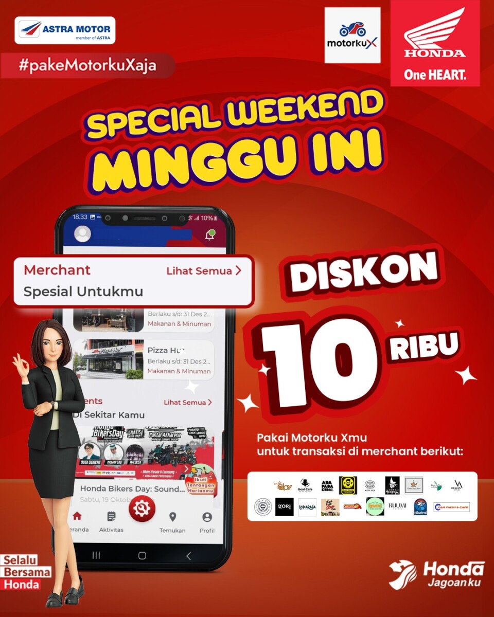 Gunakan Aplikasi MotorkuX, Dapat Promo Diskon di sejumlah Merchant