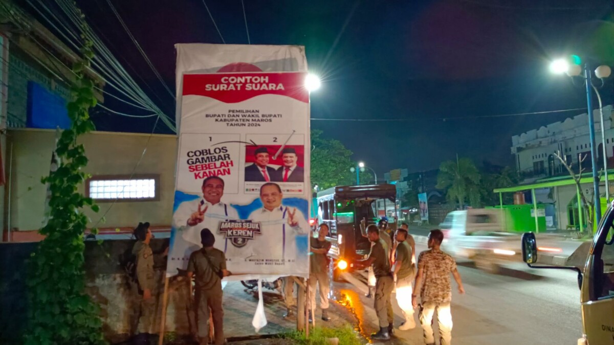 Masa Kampanye Berakhir, Satpol PP Maros Sterilkan APK Pilkada