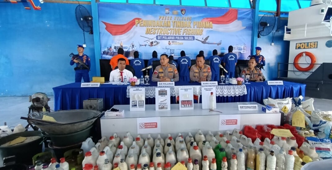 Ditpolairud Polda Sulsel Ungkap Pelaku Pembuat Bom Ikan, Sembilan Orang Ditangkap
