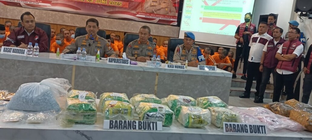 Polrestabes Makassar Tangkap 107 Penyalahguna Narkotika Jaringan Internasional, 10 Kg Sabu Disita