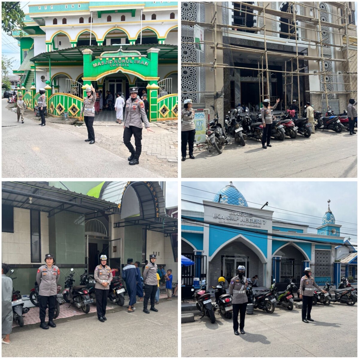 Salut! Polwan Polres Pelabuhan Makassar Siaga Jaga Masjid Saat Salat Jumat, Jamaah Merasa Aman