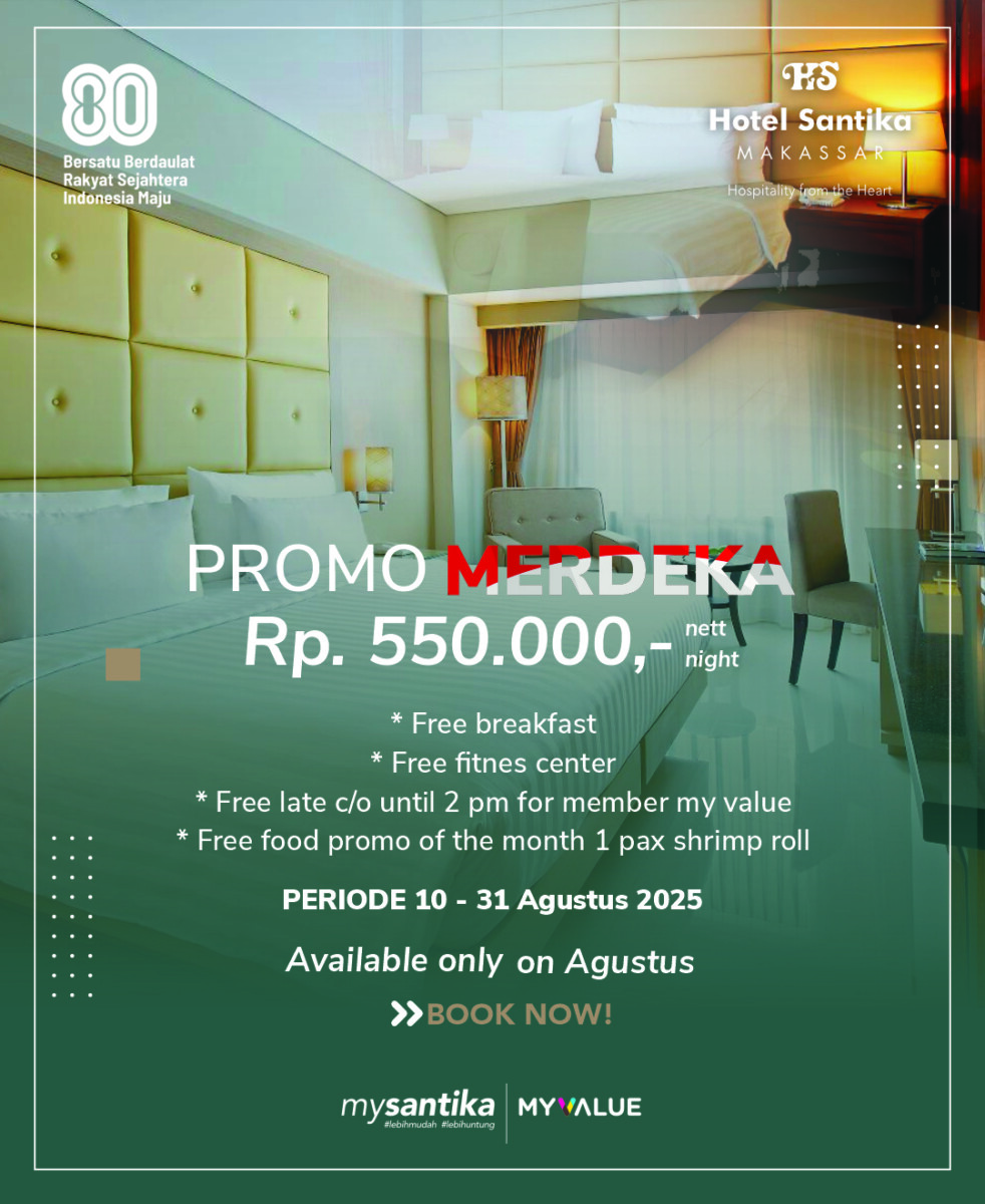 Hotel Santika Makassar Hadirkan Promo Merdeka dengan Beragam Fasilitas Menarik