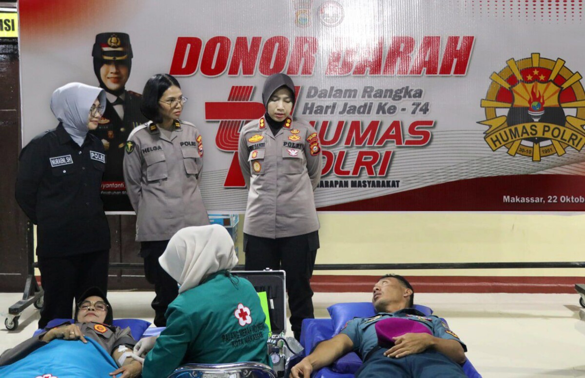 Sambut HUT Humas Polri ke-74, Polres Pelabuhan Makassar Gelar Donor Darah Demi Kemanusiaan