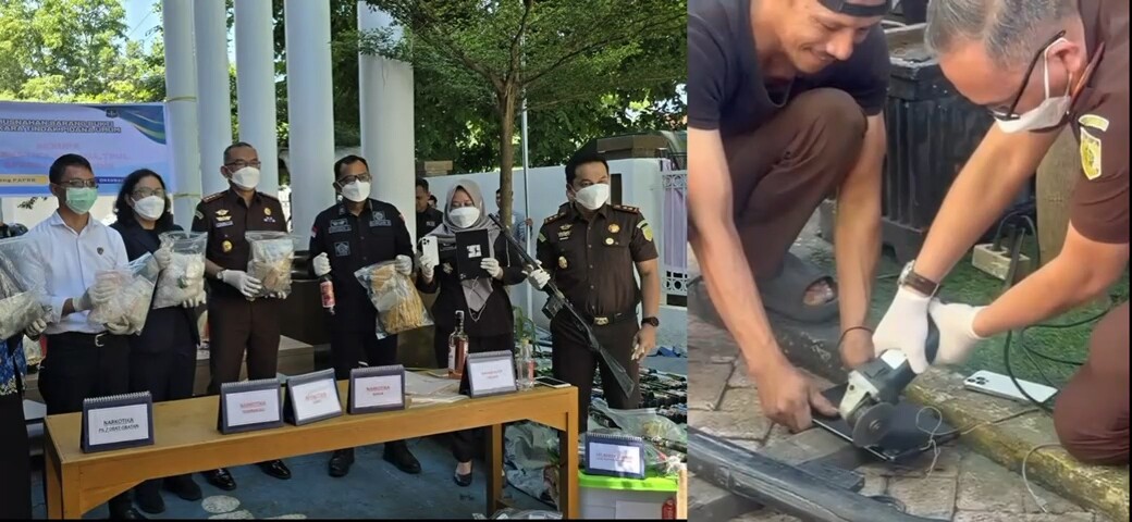 Kejari Makassar Musnahkan Sabu 12 Kg dan Hp iPhone